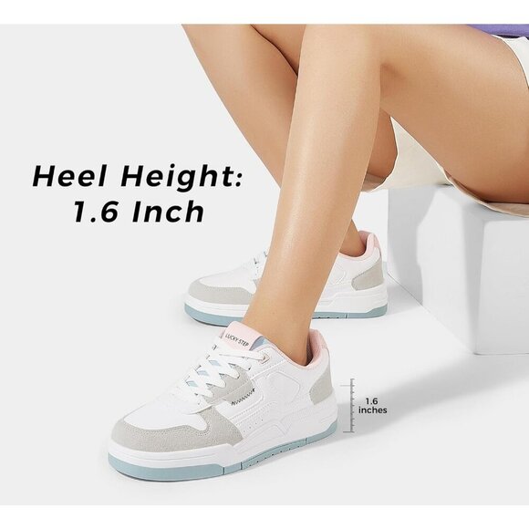 Women's Multicolor Lace Up Fashion Casual Sneakers Low Top Walking Shoes - Picture 4 of 6